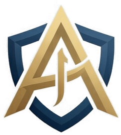 Ahmad Al-Najjar shield logo with English A and Arabic Alef